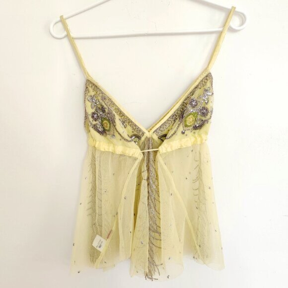 Matthew Williamson Beaded Yellow Sleeveless Fairy Top Size 10 Medium b97 - Picture 4 of 6